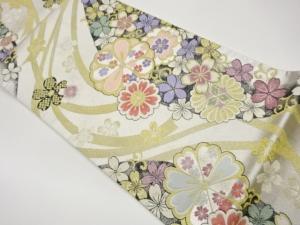 桜散らし模様織出し袋帯